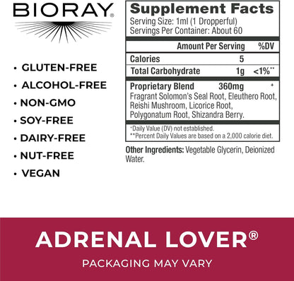 BIORAY Adult Daily Adrenal Lover - 2 fl oz - Traditional Chinese Kidney Yin Tonic - Non-GMO, Vegetarian, Gluten Free, Alcohol Free Nirvana Guru