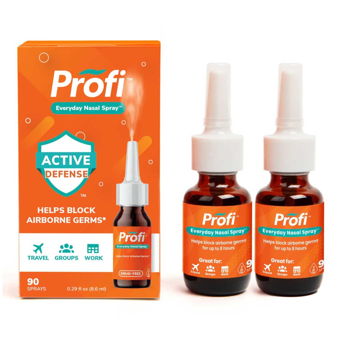 Profi™ Everyday Nasal Spray - Helps Defend Against Airborne Germs and Allergies, Lasts Up to 8 Hours, Advanced Nasal Spray for Air Travel, Work, Conferences & Indoor Gatherings - 90 Sprays, 0.29 FL OZ Nirvana Guru