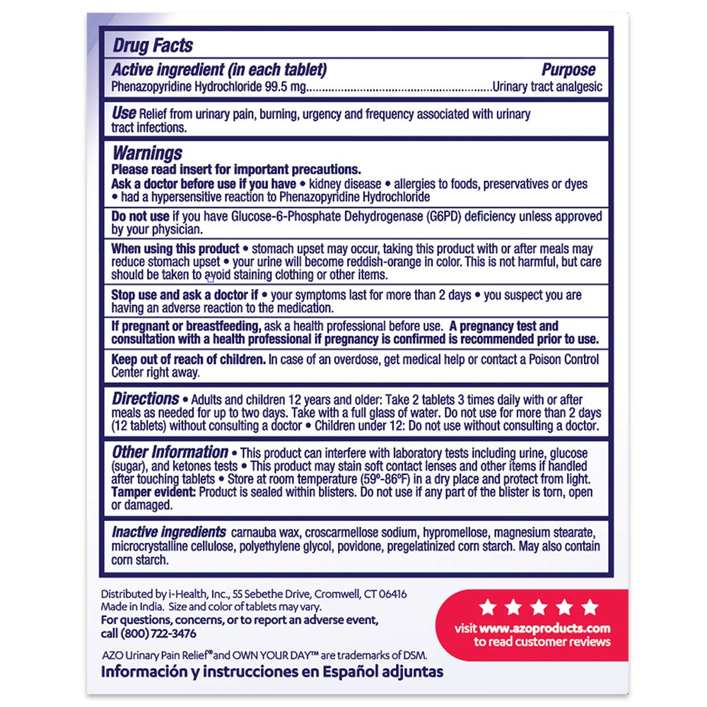 AZO Urinary Pain Relief Maximum Strength, FSA/HSA Eligible, Fast relief of UTI Pain, Burning & Urgency, Targets Source of Pain, #1 Most Trusted Brand, 24 Tablets