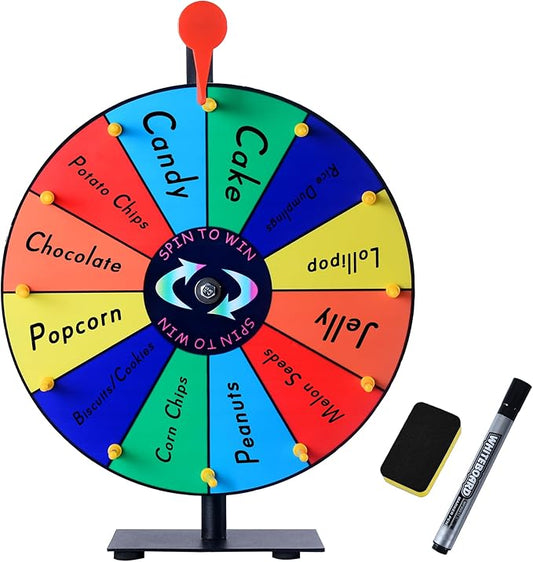 12 Slots Prize Wheel,12 Inch Prizes Spinner with Stand and Heavy Duty Base,Ruleta De Premios,Spin The Wheel for Fortune Spinning Game Carnival & Engaging Home Parties,Tradeshow. nirvanaguru