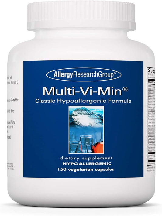 Allergy Research Group Multi-Vi-Min Supplement - Multivitamin for Men & Women, with Iron, Daily Vitamins, for Adults, High Potency, Bioavailable, Vegetarian Capsules - 150 Count Nirvana Guru