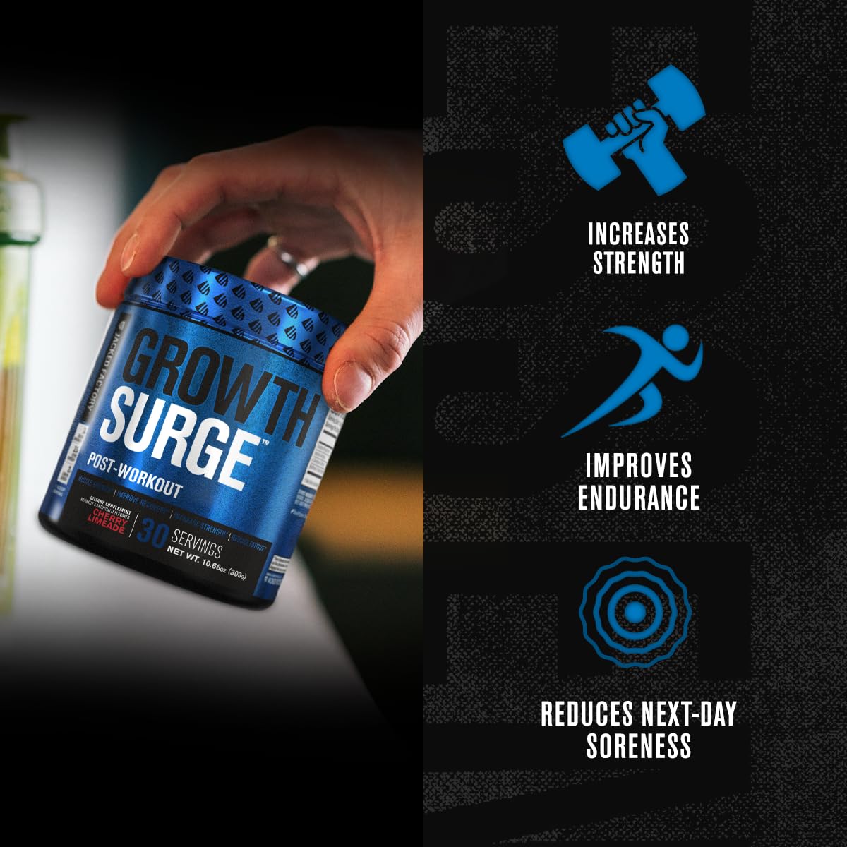 Jacked Factory Growth Surge Creatine Post Workout w/L-Carnitine - Daily Muscle Builder & Recovery Supplement with Creatine Monohydrate, Betaine, L-Carnitine L-Tartrate - 30 Servings, Swoleberry Nirvana Guru