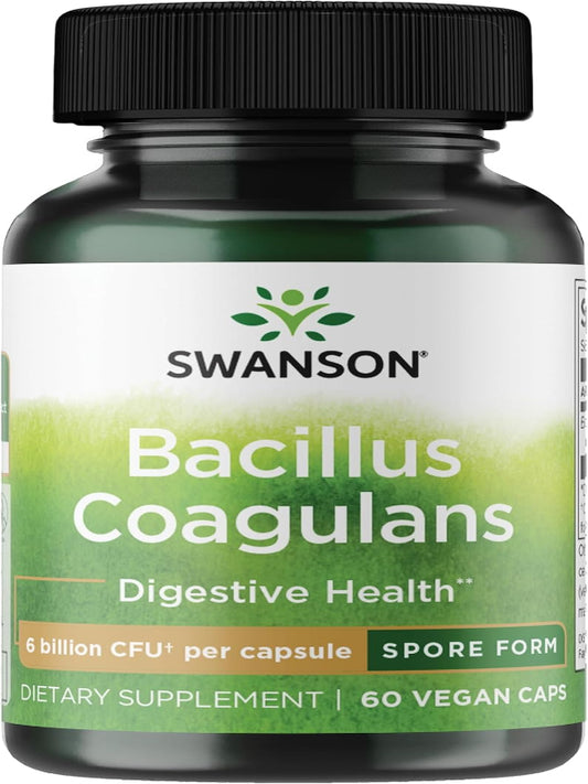 Swanson Bacillus Coagulans - Natural Probiotic Supplement Supporting Digestive Health w/ 6 Billion CFU - May Support GI & Overall Gut Health - (60 Veggie Capsules) - Nirvana Guru