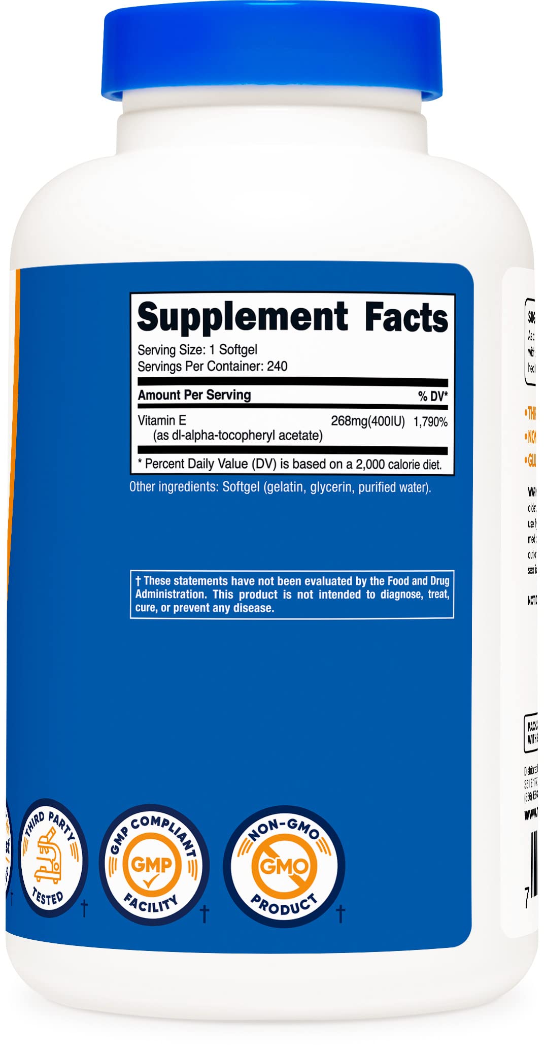 Nutricost Vitamin E 400 IU, 240 Softgel Capsules - Gluten Free, Non-GMO Nirvana Guru
