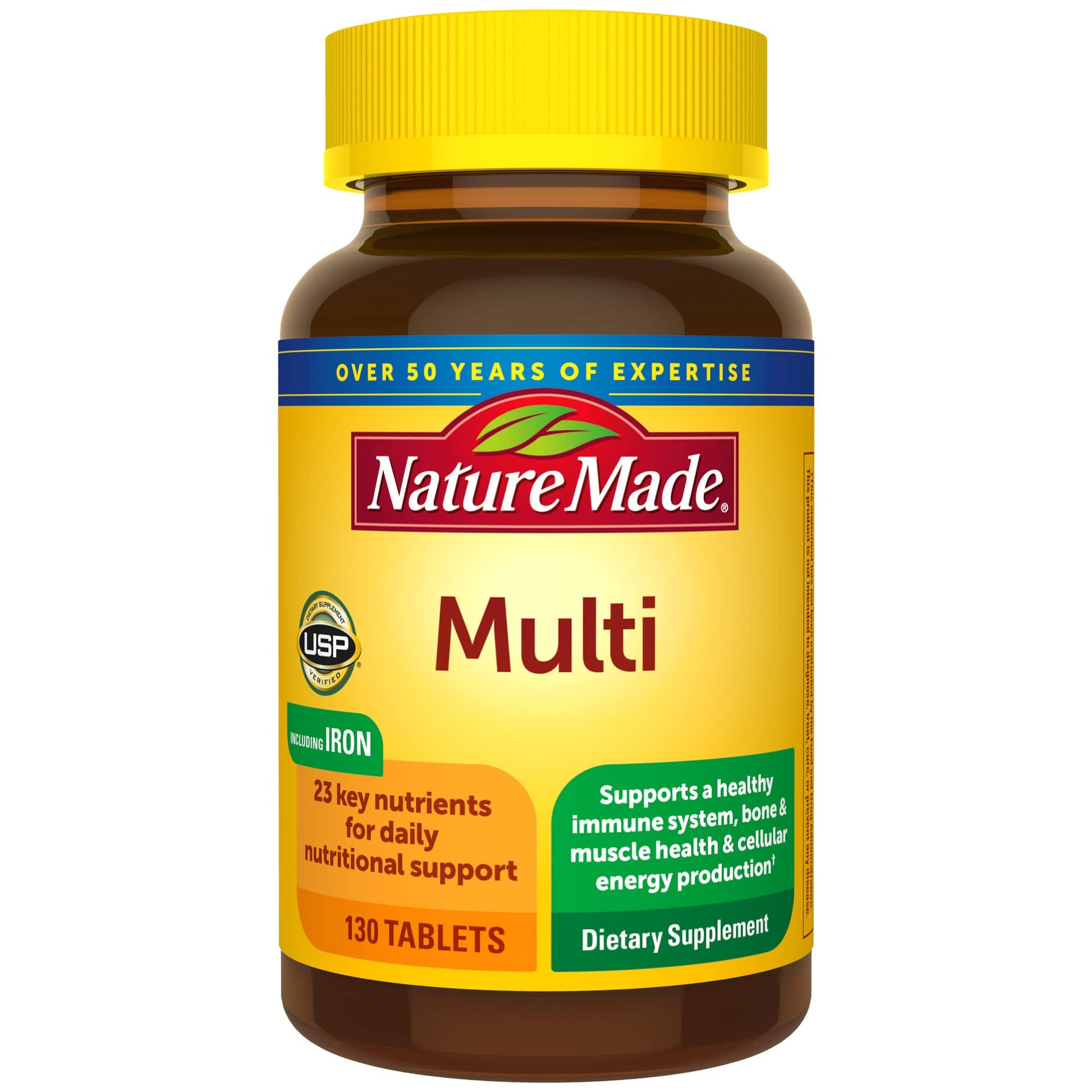 Nature Made Multivitamin Tablets with Iron, Multivitamin for Women and Men for Daily Nutritional Support, 130 Tablets, 130 Day Supply (Packaging May Vary) - Nirvana Guru