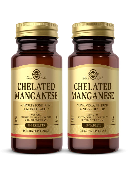 Solgar Chelated Manganese - 100 Tablets - Supports Bone, Joint & Nerve Health - Non-GMO, Vegan, Gluten Free, Dairy Free, Kosher - 100 Servings Nirvana Guru