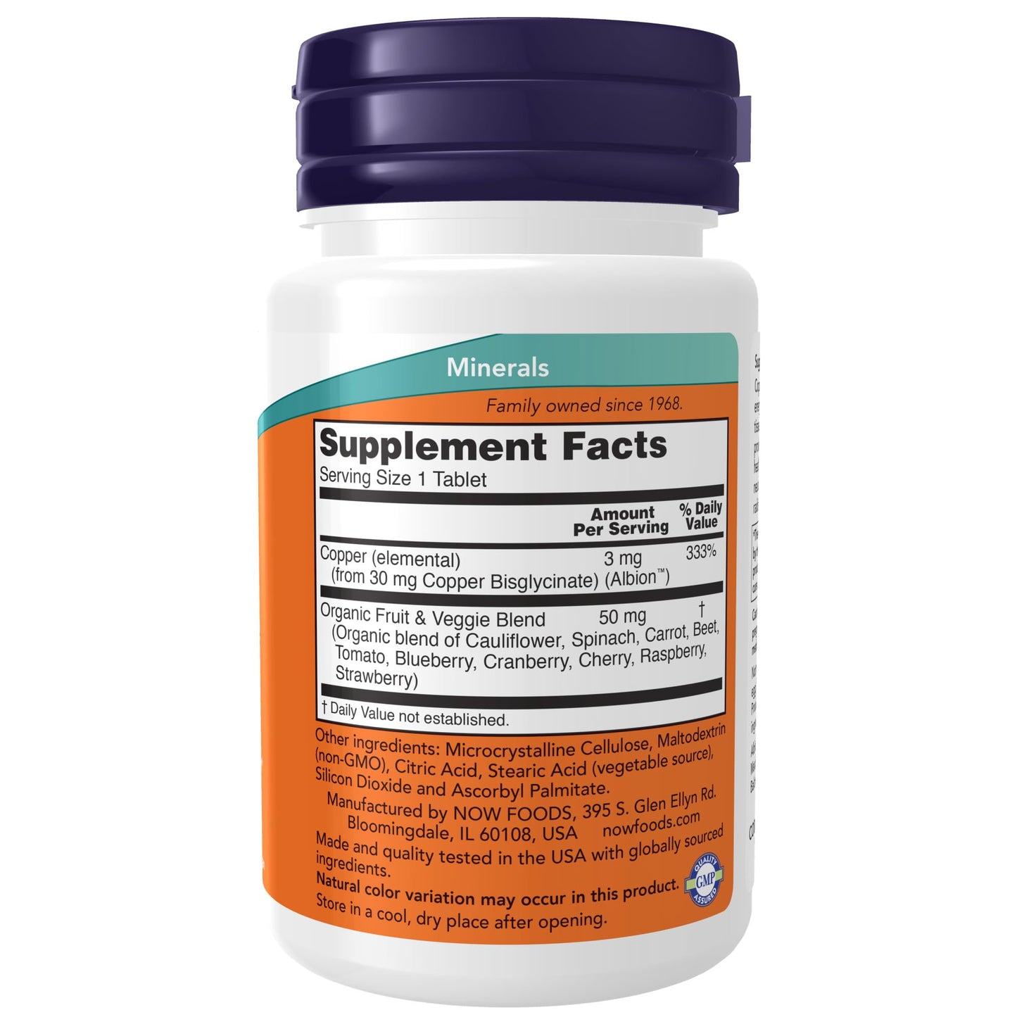 NOW Foods Supplements, Copper Glycinate with 3mg Albion Copper, Promotes Structural Health*, 120 Tablets, Light Gray, Tan - Nirvana Guru