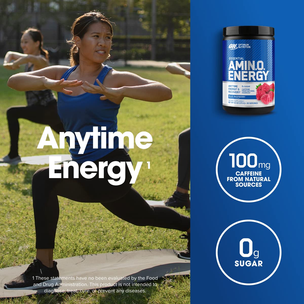 Optimum Nutrition Amino Energy - Pre Workout with Green Tea, BCAA, Amino Acids, Keto Friendly, Green Coffee Extract, Energy Powder - Concord Grape, 65 Servings (Packaging May Vary)