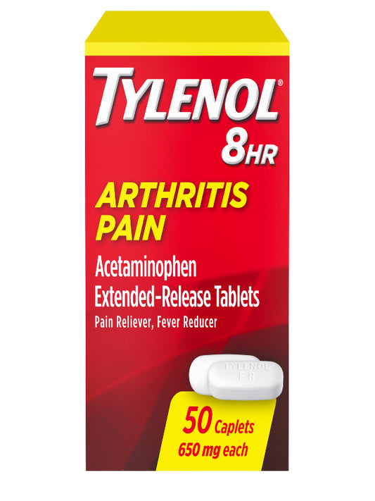 Tylenol 8HR Arthritis Pain Relief Caplets, 650 mg Acetaminophen for Minor Arthritis & Joint Pain, Fever Reducer, Extended Release, Gentle on Stomach, FSA or HSA Eligible, 100 ct