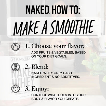NAKED Whey Vanilla Protein Powder - Only 3 Ingredients - Grass Fed Whey Protein Powder, Vanilla Flavor, and Organic Coconut Sugar, No GMO, No Soy, and Gluten Free - 24 Servings
