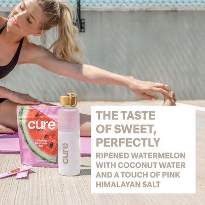 Cure Hydration | Plant-Based Electrolyte Drink Mix | No Added Sugar | FSA & HSA | Dehydration Relief Powder Made with Coconut Water | Non-GMO | Vegan | Pouch of 14 Packets - Berry Pomegranate