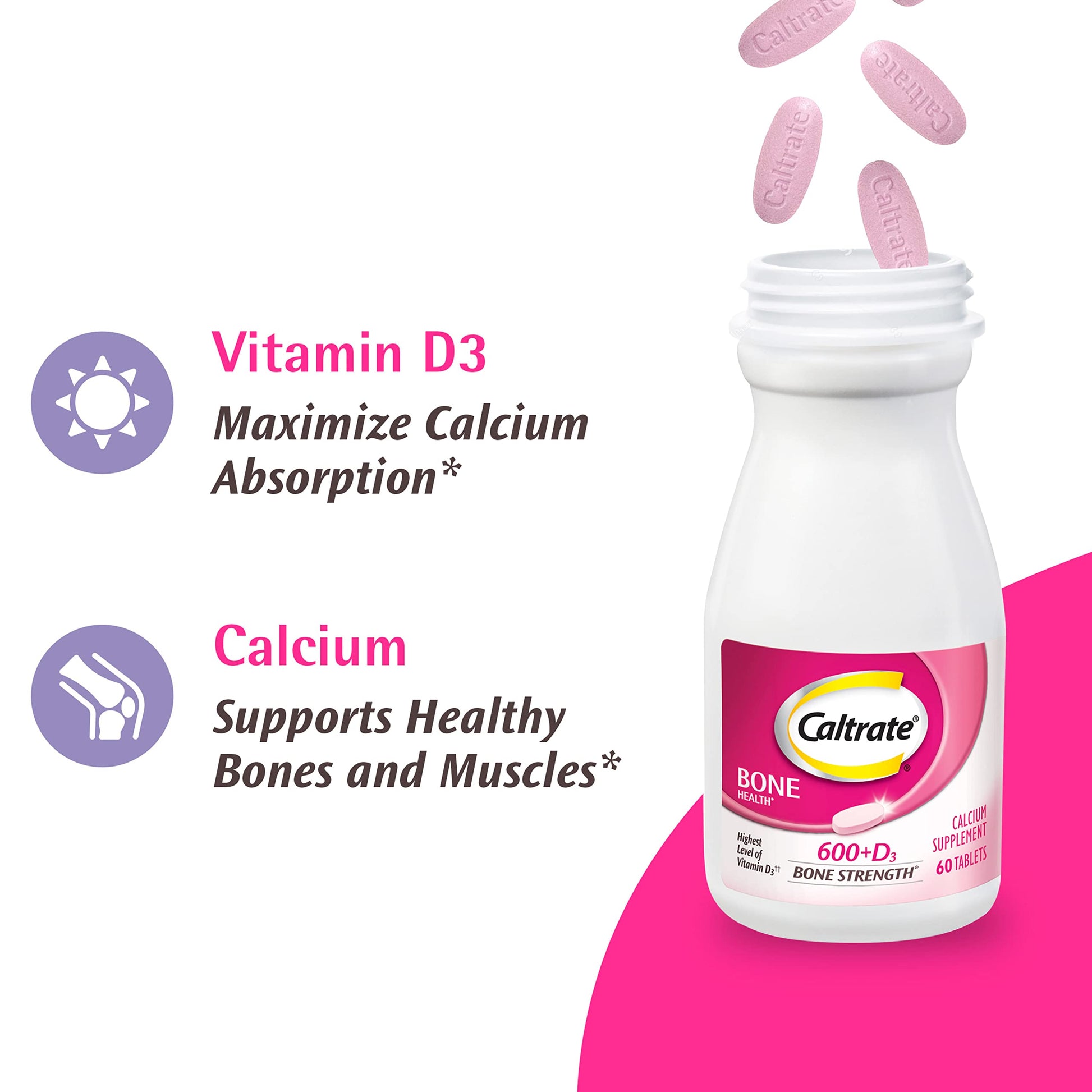 Caltrate 600 Plus D3 Calcium and Vitamin D Supplement Tablets, Bone Health Supplements for Adults - 200 Count Nirvana Guru