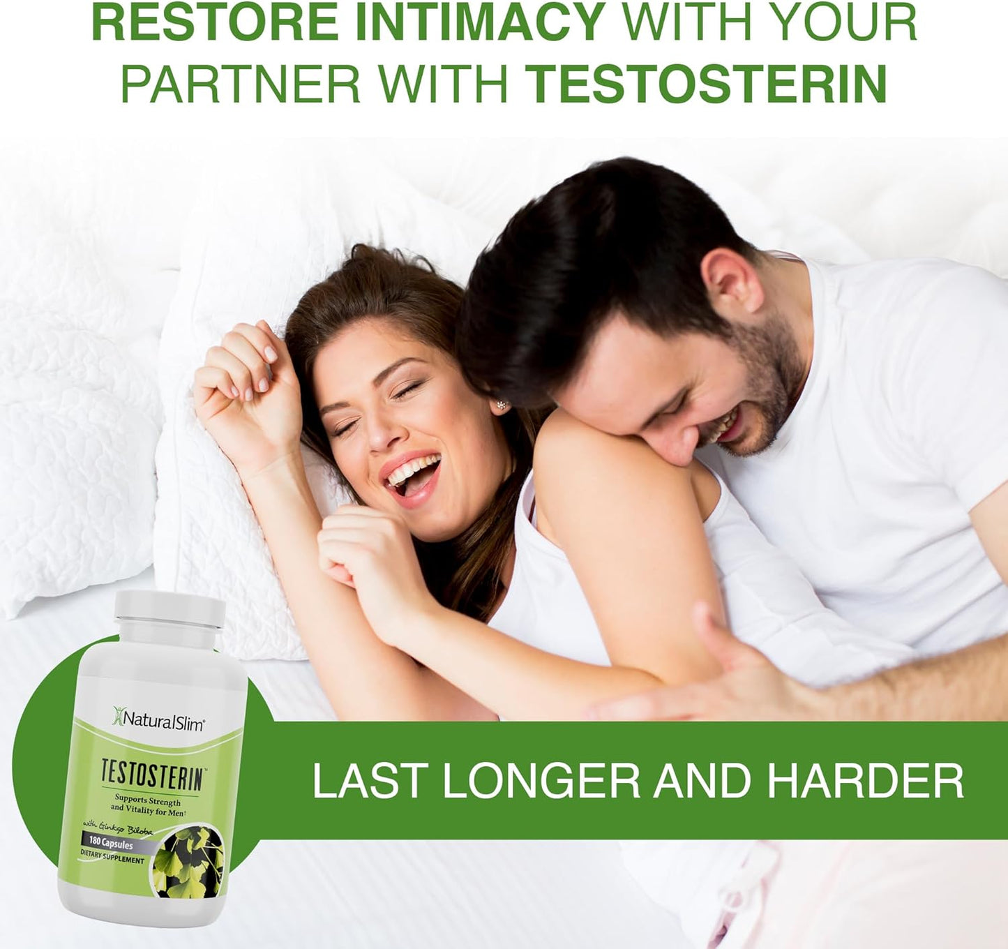 NaturalSlim Natural Testosterone Booster for Men - Male Enhancing Supplement with Ginkgo Biloba, L Arginine, Zinc, Vitamin B3, & Testofen for Energy, Muscle Builder & Metabolism - 180 Capsules - Nirvana Guru