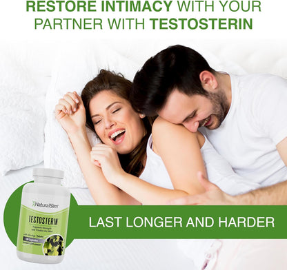 NaturalSlim Natural Testosterone Booster for Men - Male Enhancing Supplement with Ginkgo Biloba, L Arginine, Zinc, Vitamin B3, & Testofen for Energy, Muscle Builder & Metabolism - 180 Capsules - Nirvana Guru