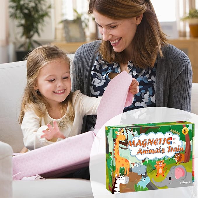 Toys for Toddlers, 11 Magnetic Wooden Animals Train Set, Montessori Toys for Toddlers, Preschool Learning Activities for Kids, Birthday Gifts for Boys, Girls nirvanaguru