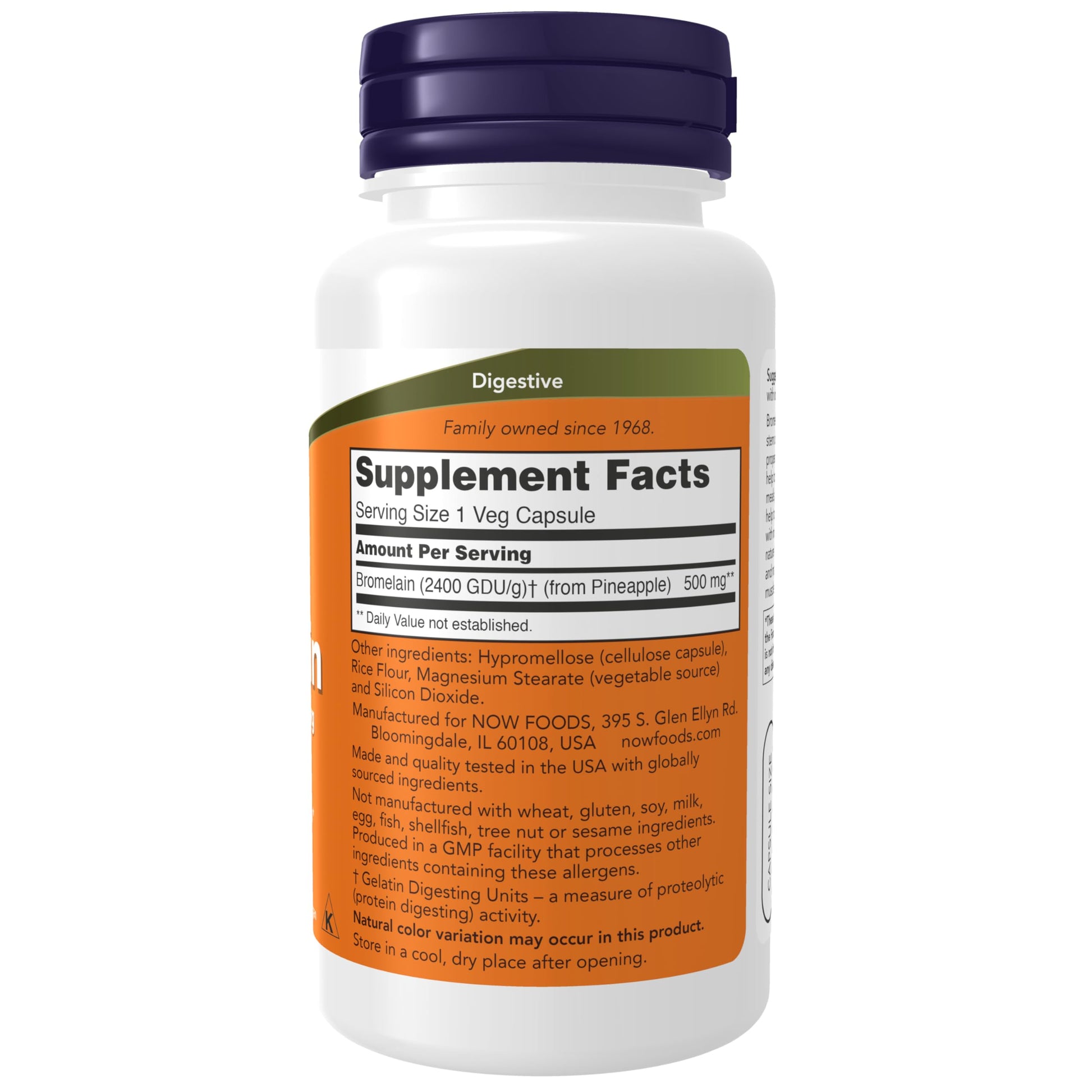 NOW Foods Supplements, Bromelain (Natural Proteolytic Enzyme) 2,400 GDU/g - 500 mg, Natural Proteolytic Enzyme*, 120 Veg Capsules Nirvana Guru