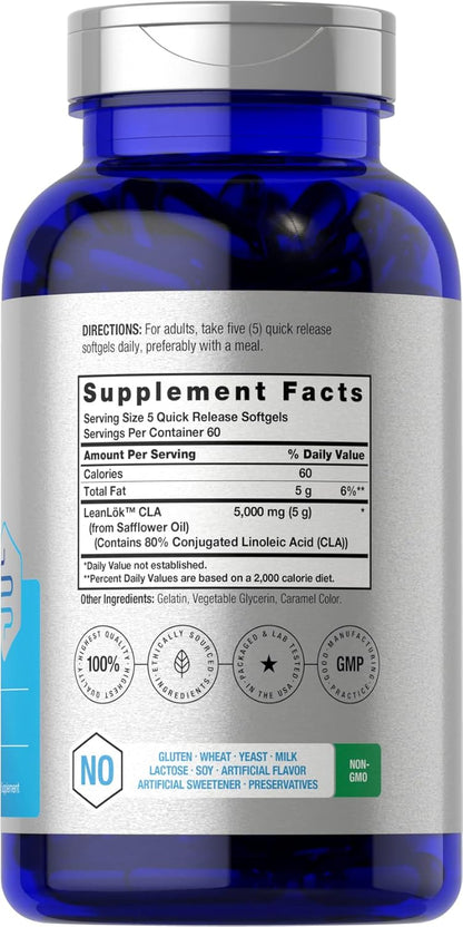 Horbäach CLA Supplement | 300 Softgel Pills | Maximum Potency | Conjugated Lineolic Acid from Safflower Oil | Non-GMO, Gluten Free - Nirvana Guru