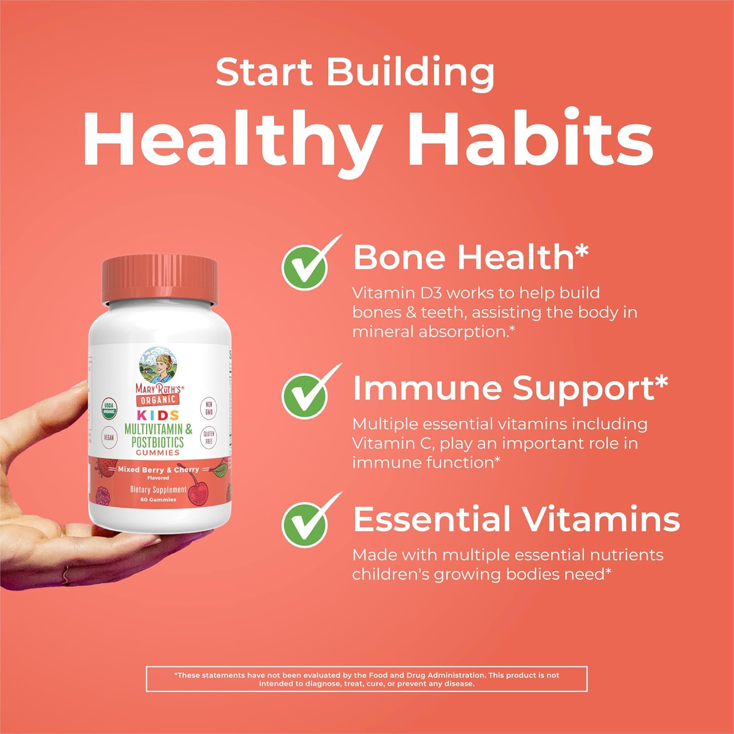 MaryRuth Organics Kids Vitamins | USDA Organic | Multivitamin Gummies + Postbiotics for Ages 4+ | Lactobacillus Rhamnosus | Vegan | Non-GMO | 60 Count - Nirvana Guru