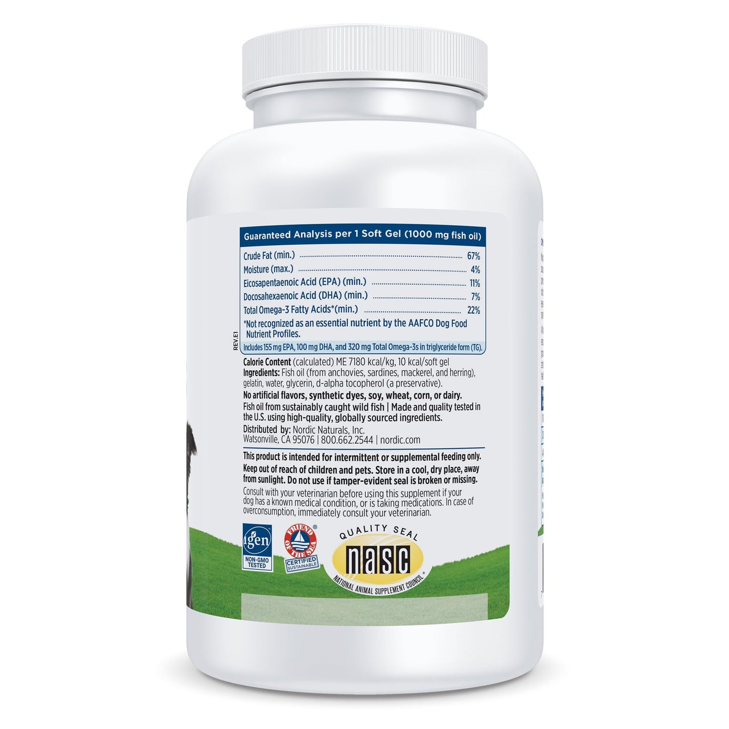 Nordic Naturals Omega-3 Pet, Unflavored - 180 Soft Gels - 330 mg Omega-3 Per Soft Gel - Fish Oil for Dogs with EPA & DHA - Promotes Heart, Skin, Coat, & Immune Health - Nirvana Guru