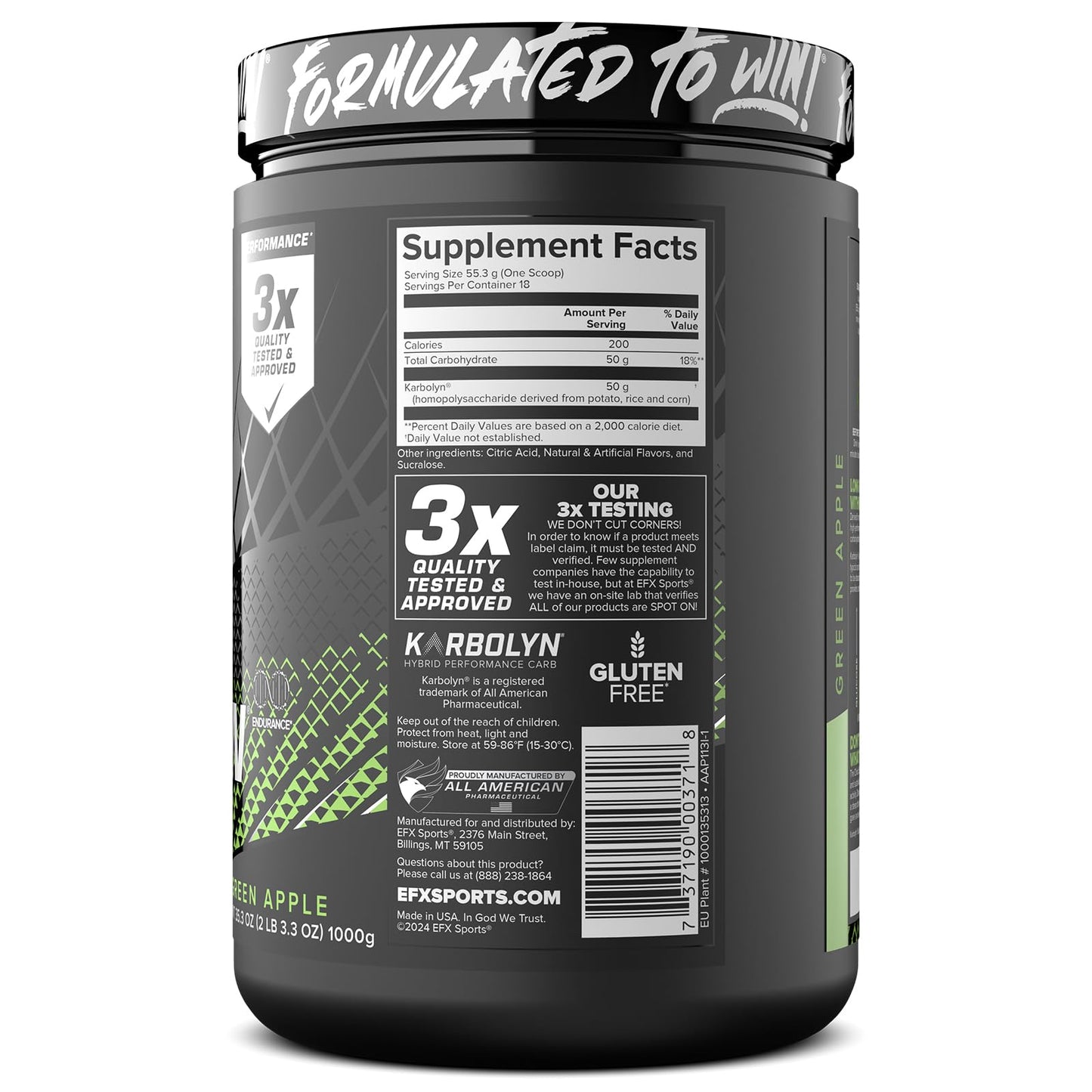 EFX Sports Karbolyn Fuel | Fast-Absorbing Carbohydrate Powder | Carb Load, Sustained Energy, Quick Recovery | Stimulant Free | 39 Servings (Neutral) Nirvana Guru