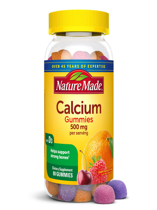 Nature Made Calcium Gummies 500 mg Per Serving with Vitamin D3, Dietary Supplement for Bone Support, 80 Gummies, 40 Day Supply Nirvana Guru