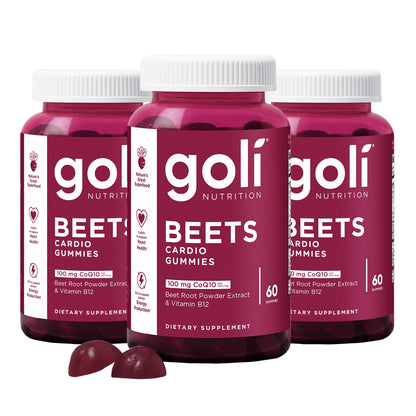 Goli Nutritional Supplement, Beets Cardio Gummy - 60 Count - 100mg CoQ10 & Beet Root Extract - Gluten-Free, Vegan, Non-GMO, and Gelatin-Free. Nature's Great Superfood. Nirvana Guru
