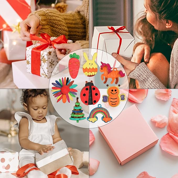 Worgree DIY Wooden Magnets, 36 pcs Wooden Art Craft Supplies Painting Kit for Kids Party Favors for Boys Girls Ages 4-8 8-12 Birthday Easter Crafts Gifts Toys Basket Goodie Bag Stuffers nirvanaguru