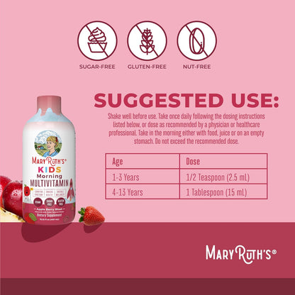 MaryRuth's Kids Liquid Morning Multivitamin | Kids Multivitamin | Immune Support | Vitamin C & D | Kids Vitamins | Kids Vitamins multivitamin | Vegan | 30-180 Servings | 15.22 fl oz - Nirvana Guru