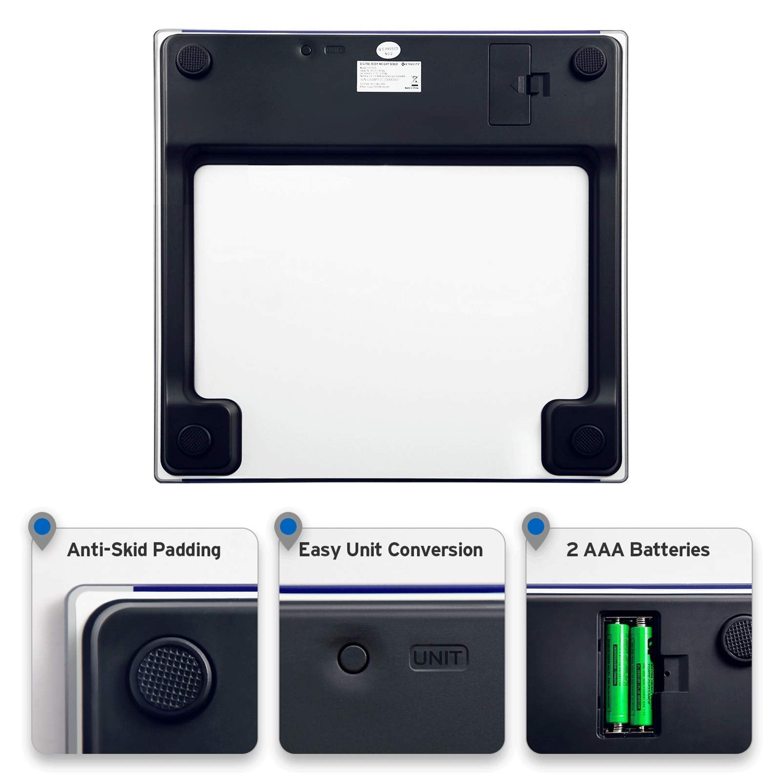 Etekcity Digital Body Weight Bathroom Scale, Large Blue LCD Backlight Display, High Precision Measurements,6mm Tempered Glass, 400 Pounds Nirvana Guru