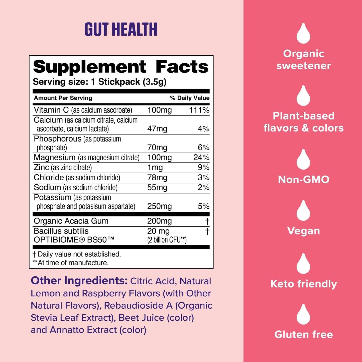 Ultima Replenisher Gut Health Supplement and Electrolytes Powder - Raspberry Lemonade, 14 Stickpacks - Hydration Packets with Added Gut Health Benefits - Nirvana Guru