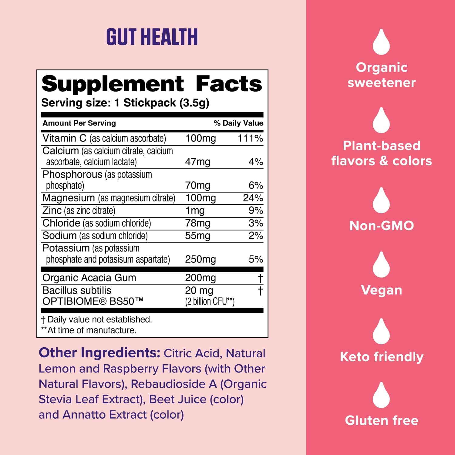 Ultima Replenisher Gut Health Supplement and Electrolytes Powder - Raspberry Lemonade, 14 Stickpacks - Hydration Packets with Added Gut Health Benefits - Nirvana Guru