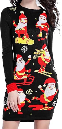 v28 Varied Ugly Christmas Sweater for Women Funny Reindeer Knit Sweaters Dress nirvanaguru