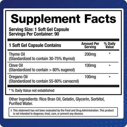 BioMatrix Oil Blend of Thyme, Oregano, Clove, Digestive Supplement for Men and Women, GI Repair Softgels | Microb-Defend (90 Capsules) Nirvana Guru