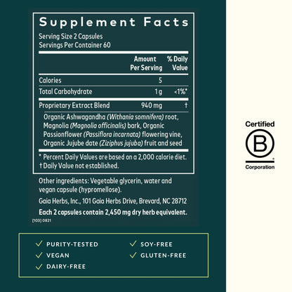Gaia Herbs SleepThru - Natural Sleep Support Supplement with Organic Ashwagandha Root, Organic Magnolia Bark, Passionflower, and Jujube Date - 60 Vegan Liquid Phyto-Capsules (30-Day Supply) - Nirvana Guru