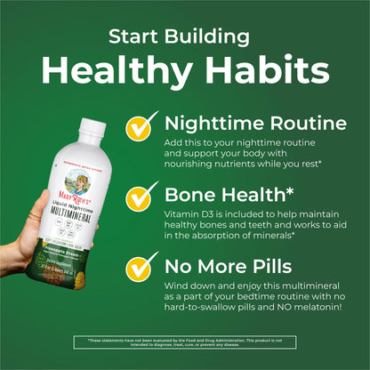 MaryRuth's Liquid Nighttime Multimineral | NO Melatonin | Bedtime Routine | Magnesium Citrate | Calcium | Zinc | Vitamin D3| Available in 4 Flavors | Vegan | Sugar Free | Gluten Free | 32 Oz - Nirvana Guru