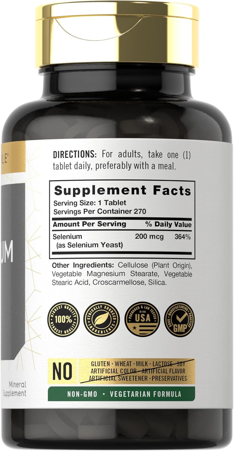 Carlyle Selenium Supplement 200mcg | 270 Tablet Capsules | Essential Trace Mineral | Vegetarian, Non-GMO, Gluten Free Nirvana Guru
