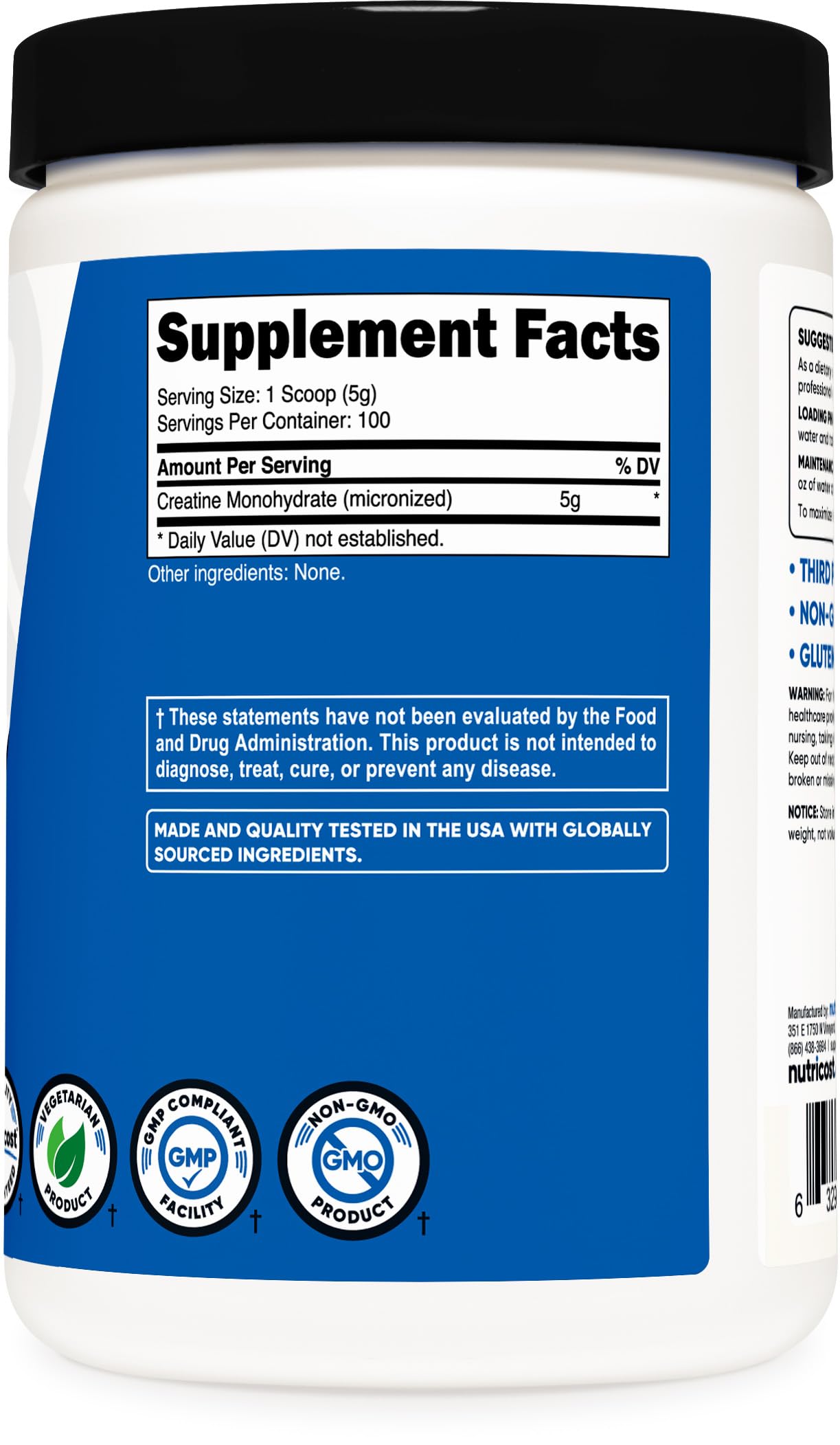 Nutricost Creatine Monohydrate Micronized Powder 500G, 5000mg Per Serv (5g) - 100 Servings, 17.9 Oz Nirvana Guru