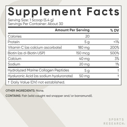 Sports Research Marine Collagen Peptides Powder - Sourced from Wild-Caught Fish, Pescatarian Friendly, Keto Certified & Non-GMO Verified - Easy to Mix in Water or Juice! (34 Servings) - Nirvana Guru