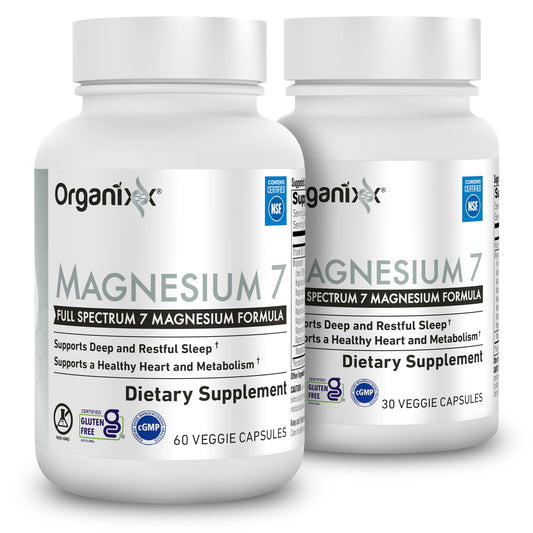 Organixx Magnesium Glycinate Supplement for Support Sleep, Muscle & Heart Health, 7 Type Magnesium Complex with Vitamin B6, Manganese Citrate, Gluten Free, Vegan, Non GMO, High Absorption, 60 Capsules Nirvana Guru