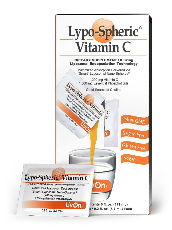 LivOn Laboratories Lypo–Spheric Liposomal Vitamin C 1000mg - No Sugar, Immune Support, Plant Based - Easy to Swallow, Absorbable, Individual Packets - Non–GMO, Gluten Free(0.2floz30 Packets) Nirvana Guru