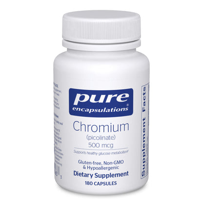 Pure Encapsulations Chromium (Picolinate) 500 mcg - for Lipid & Carbohydrate Metabolism* - Mineral Supplement - Superior Absorption Chromium Supplement - Vegan & Gluten Free - 60 Capsules Nirvana Guru