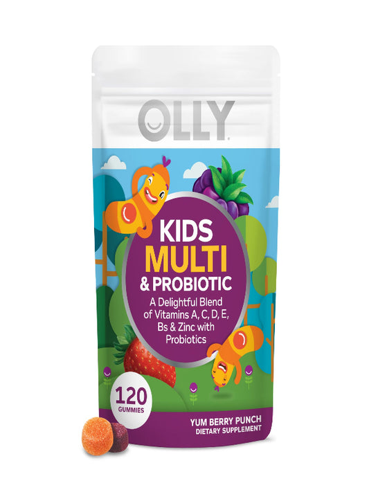 OLLY Kids Multivitamin & Probiotic Gummy, Digestive Support, Vitamins A, D, C, E, B, Zinc, Chewable Supplement, Berry Flavor, 60 day supply - 120 Count Nirvana Guru