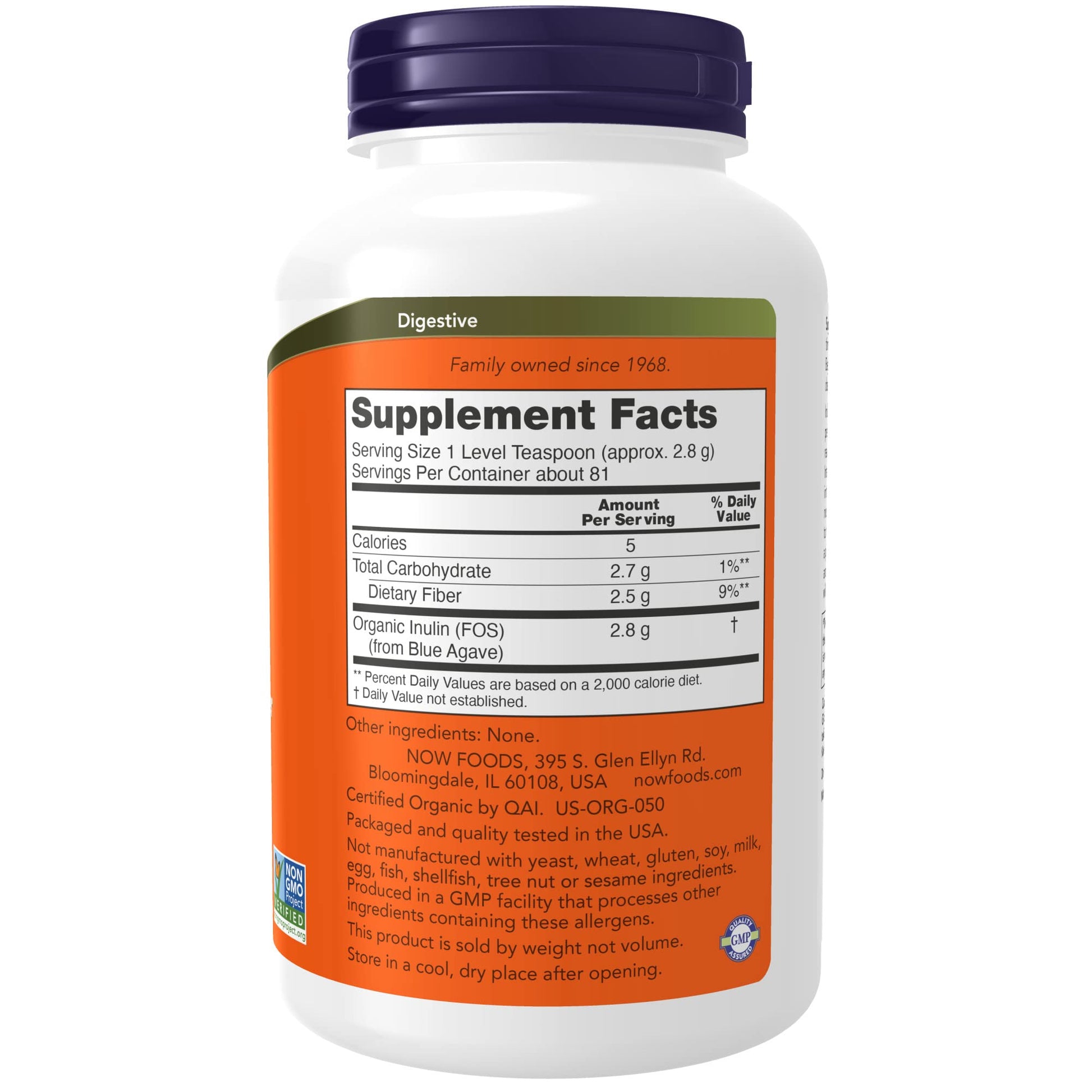 NOW Foods Supplements, Inulin Prebiotic Pure Powder, Certified Organic, Non-GMO Project Verified, Intestinal Support*, 1-Pound - Nirvana Guru