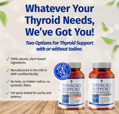 1 Body Thyroid Support Supplement with Iodine, B12, Zinc, Selenium, Ashwagandha, Non-GMO, Vegetarian, 30 Day Supply Nirvana Guru