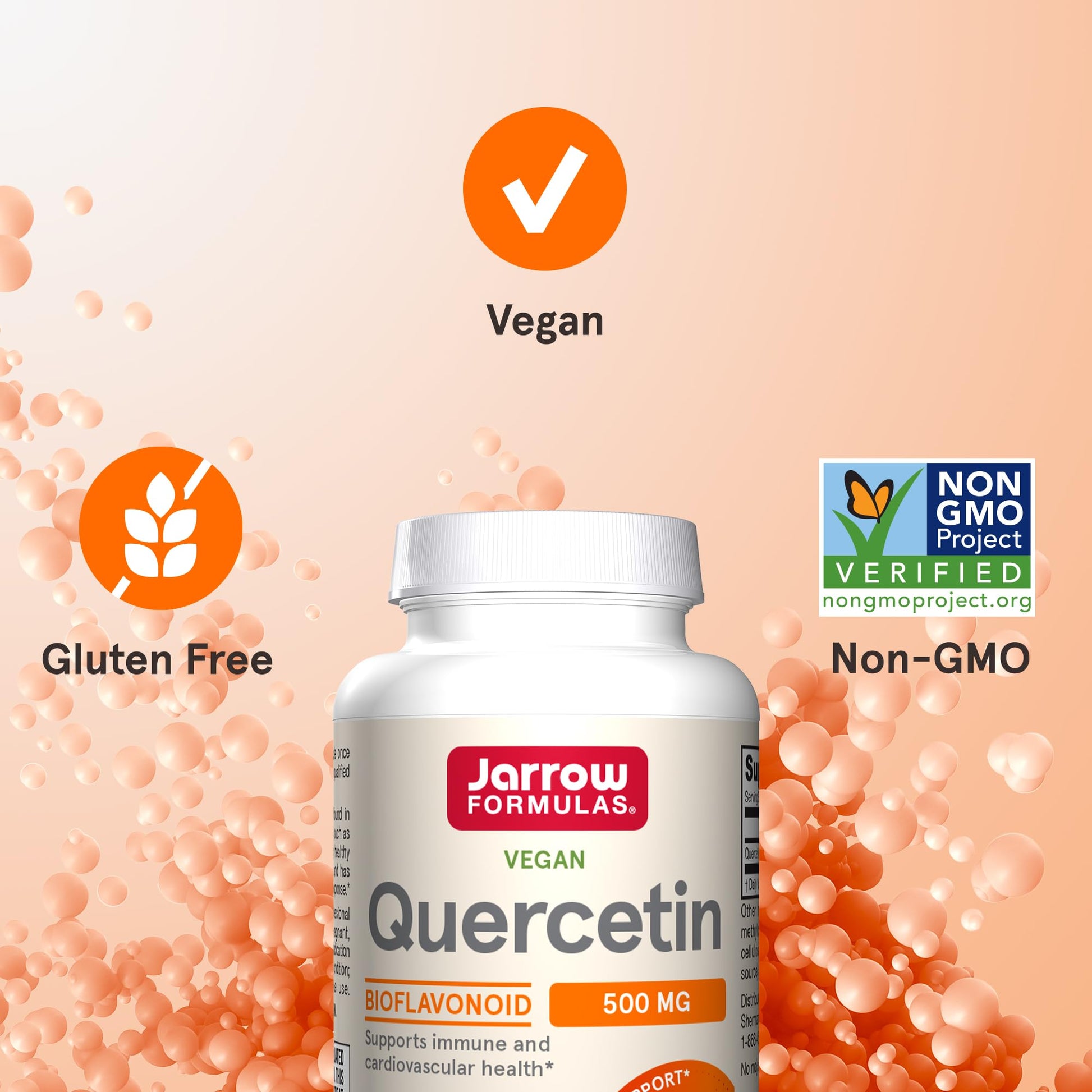 Jarrow Formulas Quercetin Supplements - 500 mg, Antioxidant Support for Cardiovascular and Immune Health, Supplement with 200 Veggie Capsules - Nirvana Guru