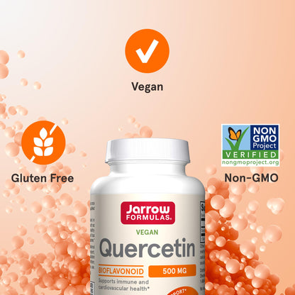 Jarrow Formulas Quercetin Supplements - 500 mg, Antioxidant Support for Cardiovascular and Immune Health, Supplement with 200 Veggie Capsules - Nirvana Guru