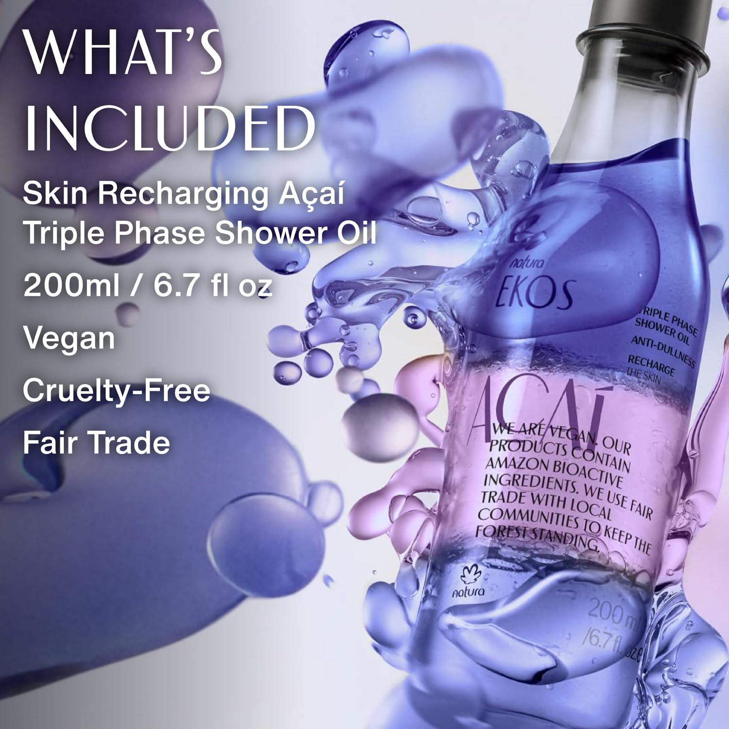 natura - Ekos Maracujá Triple Phase Shower Oil - Calming In-Shower or Bath Oil - Scented - Skin Moisturizer - Vegan Skin Care - Brazilian Beauty Secrets - Self Care - 6.7 fl oz (200ml) - Nirvana Guru