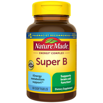 Nature Made Super B Energy Complex, Dietary Supplement for Brain Cell Function Support, 160 Softgels, 160 Day Supply - Nirvana Guru