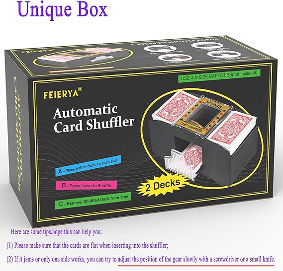 Automatic Card Shuffler 2/1/4/6 Deck,Battery-Operated Electric UNO Poker Shuffler,Playing Card Shuffler for Home Card Game,Travel nirvanaguru