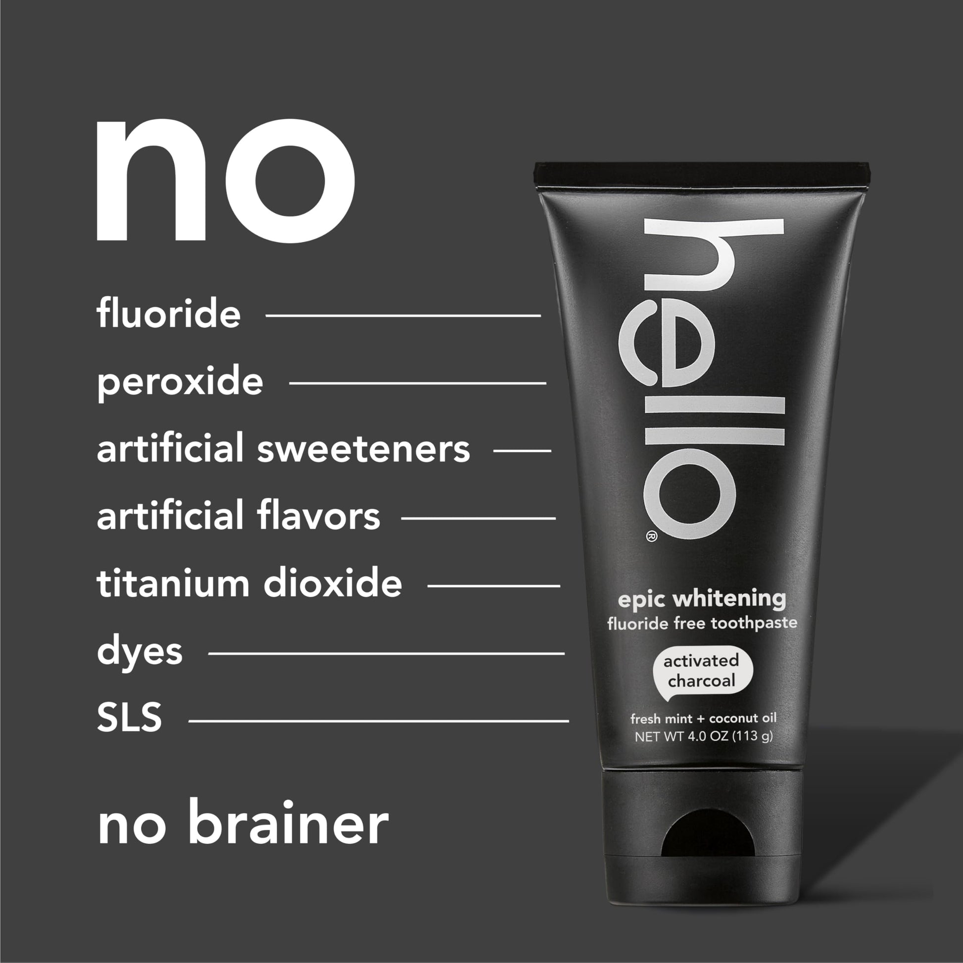 Hello Activated Charcoal Toothpaste, Fluoride Free with Activated Charcoal, Teeth Whitening Toothpaste with Fresh Mint and Coconut Oil, No SLS, Vegan, Gluten Free, 3 Pack, 4 OZ Tubes Nirvana Guru